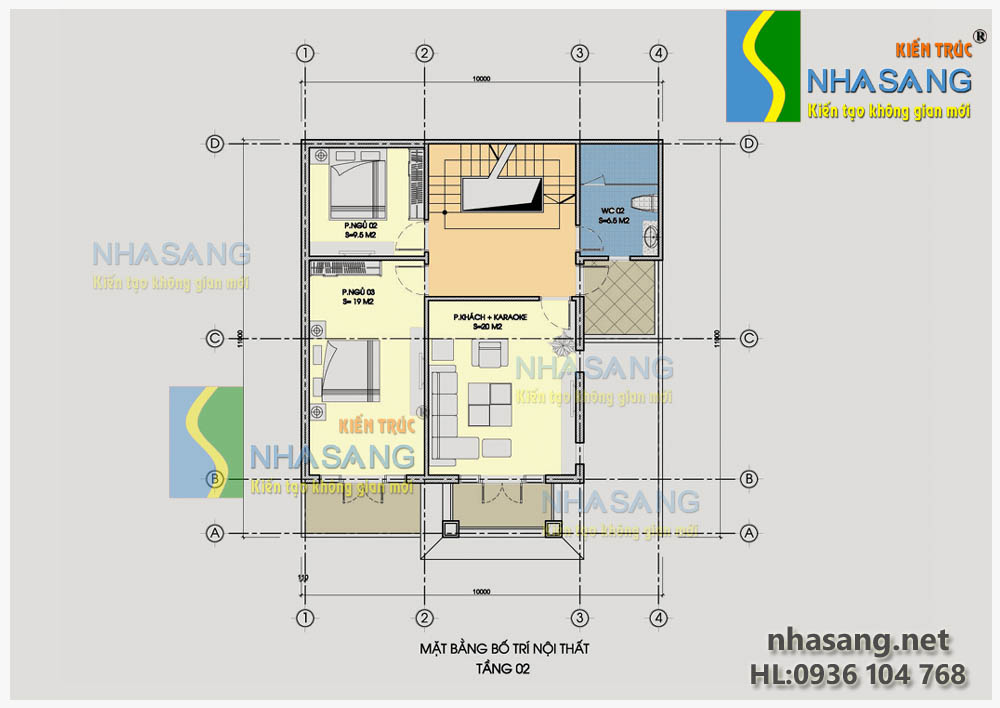 mau biet thu dep 3 tang tan co dien 10m x 11m BT14082 mat bang tang 2